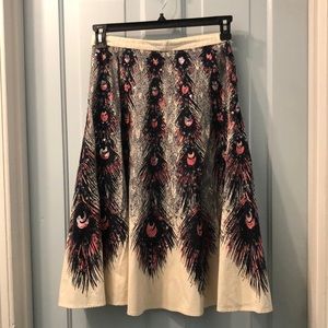 Bernardo skirt Size 2 100% cotton sequined peacock feather design